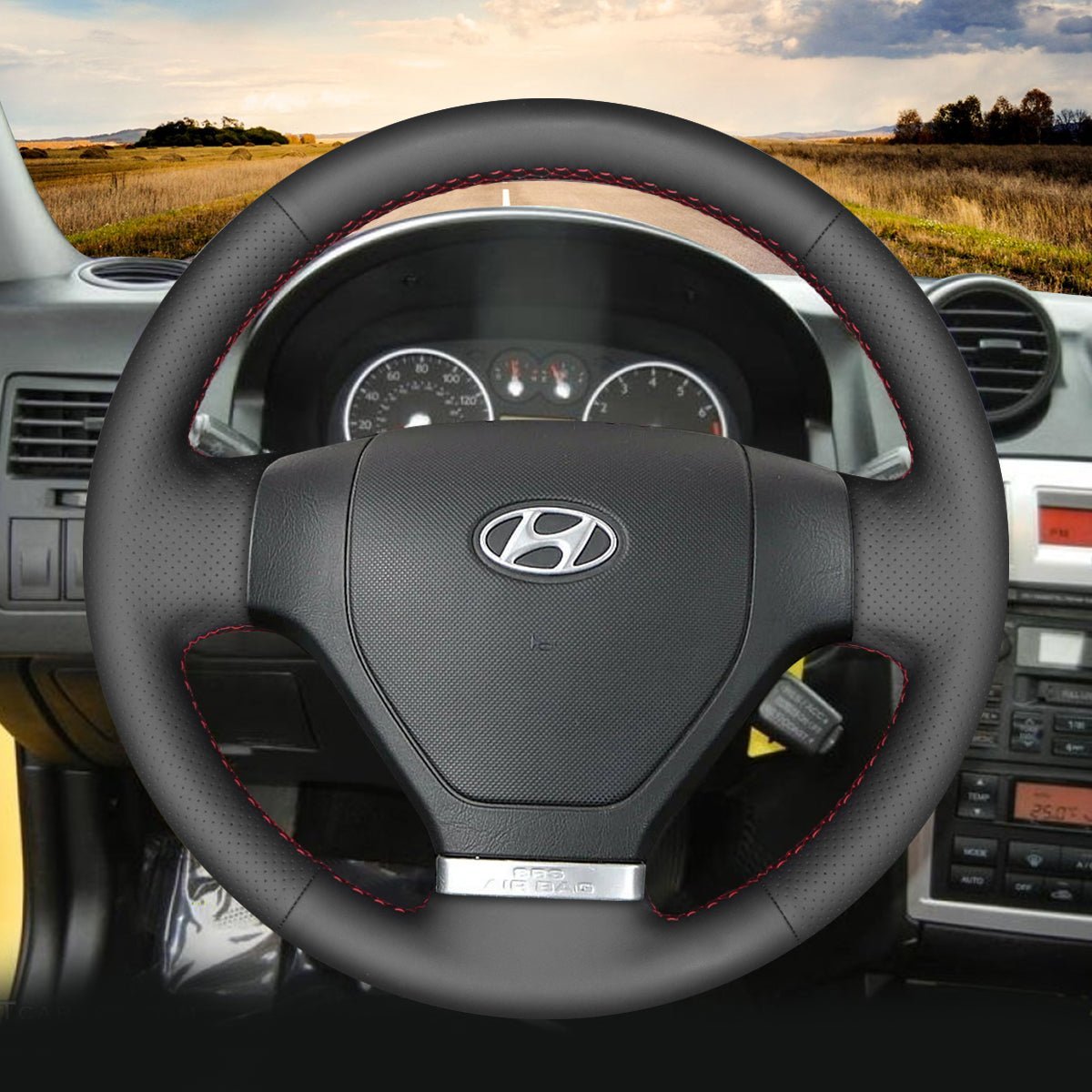 MEWANT Steering Wheel Cover for Hyundai Coupe Tiburon 2002 - 2007 - Alcantara, Leather, Carbon Fiber, Easy Install, Non - Slip, Best Steering Wheel Cover