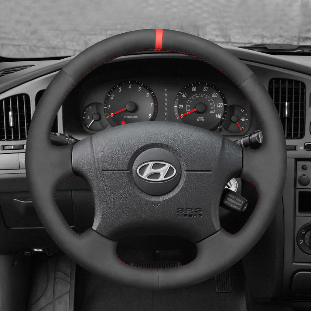 MEWANT Steering Wheel Cover for Hyundai Elantra 2001 - 2008 - Alcantara, Leather, Carbon Fiber, Easy Install, Non - Slip, Best Steering Wheel Cover