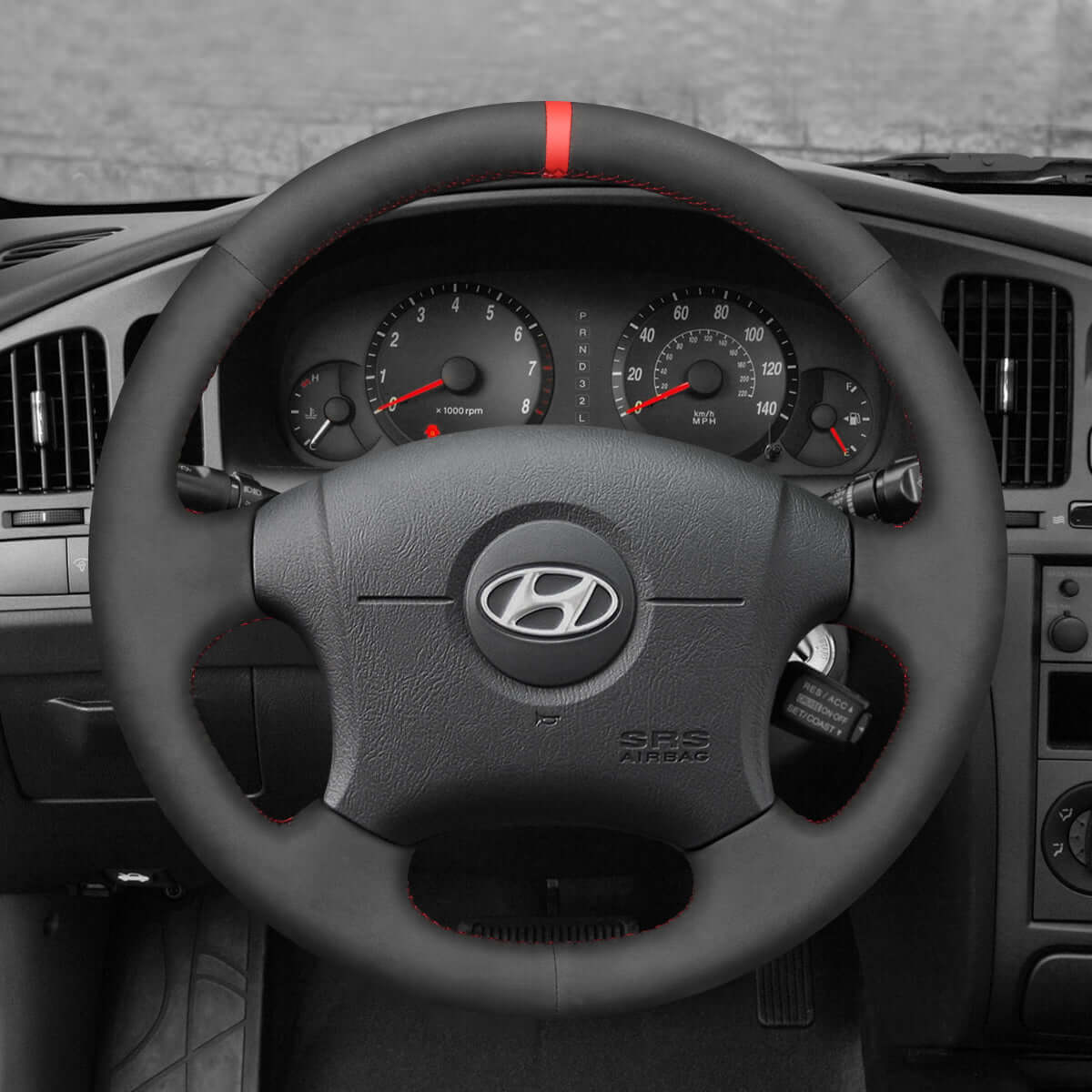 MEWANT Steering Wheel Cover for Hyundai Elantra 2001 - 2008 - Alcantara, Leather, Carbon Fiber, Easy Install, Non - Slip, Best Steering Wheel Cover