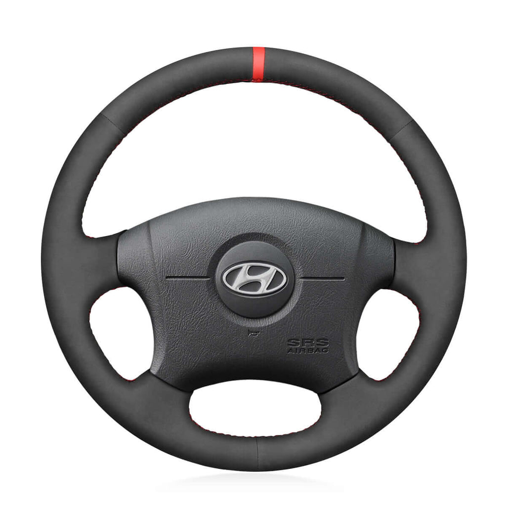 MEWANT Steering Wheel Cover for Hyundai Elantra 2001 - 2008 - Alcantara, Leather, Carbon Fiber, Easy Install, Non - Slip, Best Steering Wheel Cover