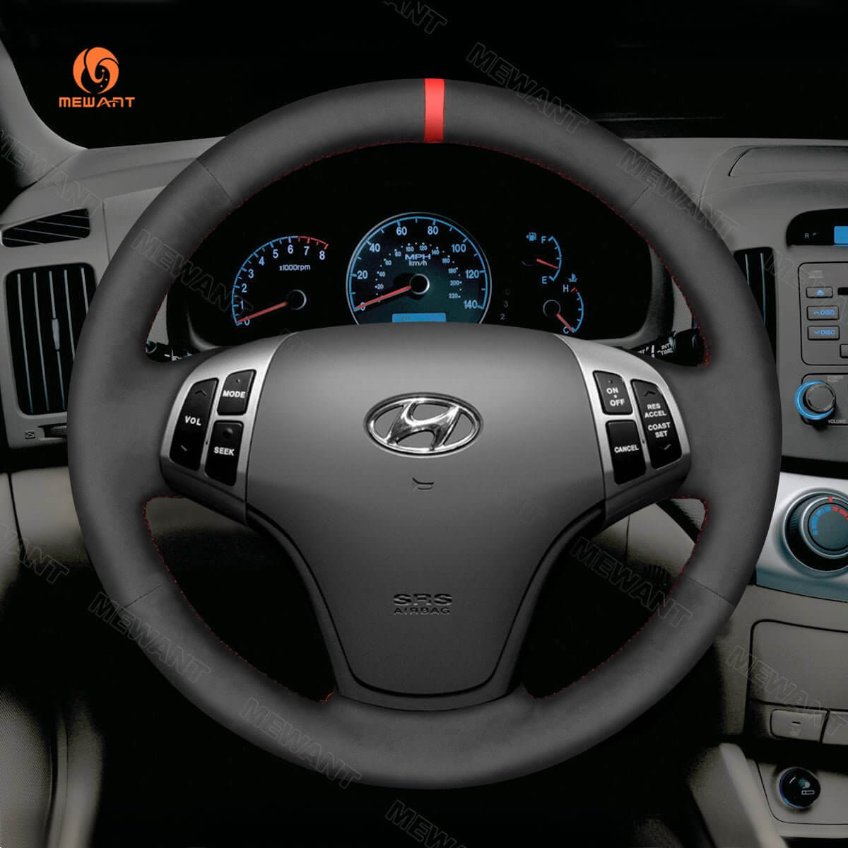 MEWANT Steering Wheel Cover for Hyundai Elantra 2007 - 2010 - Alcantara, Leather, Carbon Fiber, Easy Install, Non - Slip, Best Steering Wheel Cover