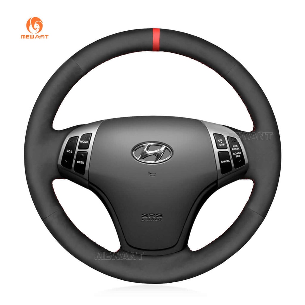 MEWANT Steering Wheel Cover for Hyundai Elantra 2007 - 2010 - Alcantara, Leather, Carbon Fiber, Easy Install, Non - Slip, Best Steering Wheel Cover