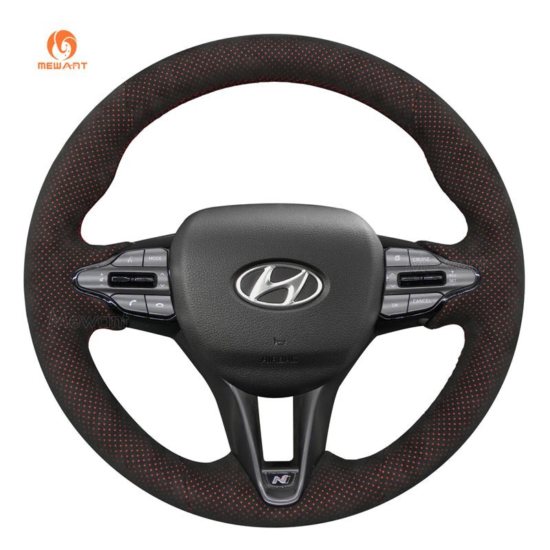 MEWANT Steering Wheel Cover for Hyundai Elantra Elantra Veloster i20 i30 i30 N Line Kona N 2021 - 2024 - Alcantara, Leather, Carbon Fiber, Easy Install, Non - Slip, Best Steering Wheel Cover