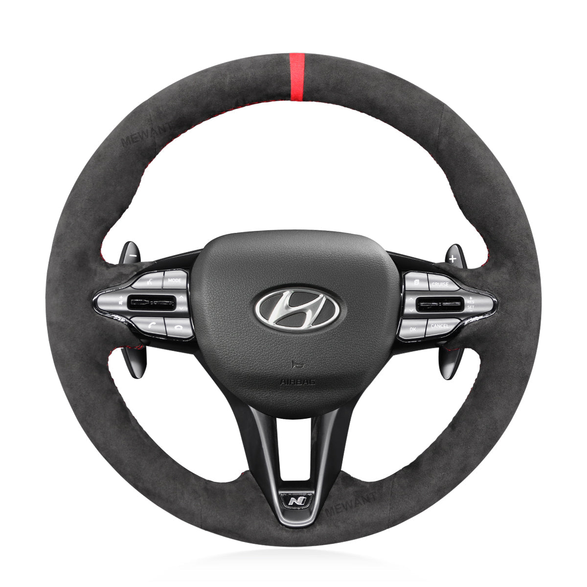 MEWANT Steering Wheel Cover for Hyundai Elantra Elantra Veloster i20 i30 i30 N Line Kona N 2021 - 2024 - Alcantara, Leather, Carbon Fiber, Easy Install, Non - Slip, Best Steering Wheel Cover