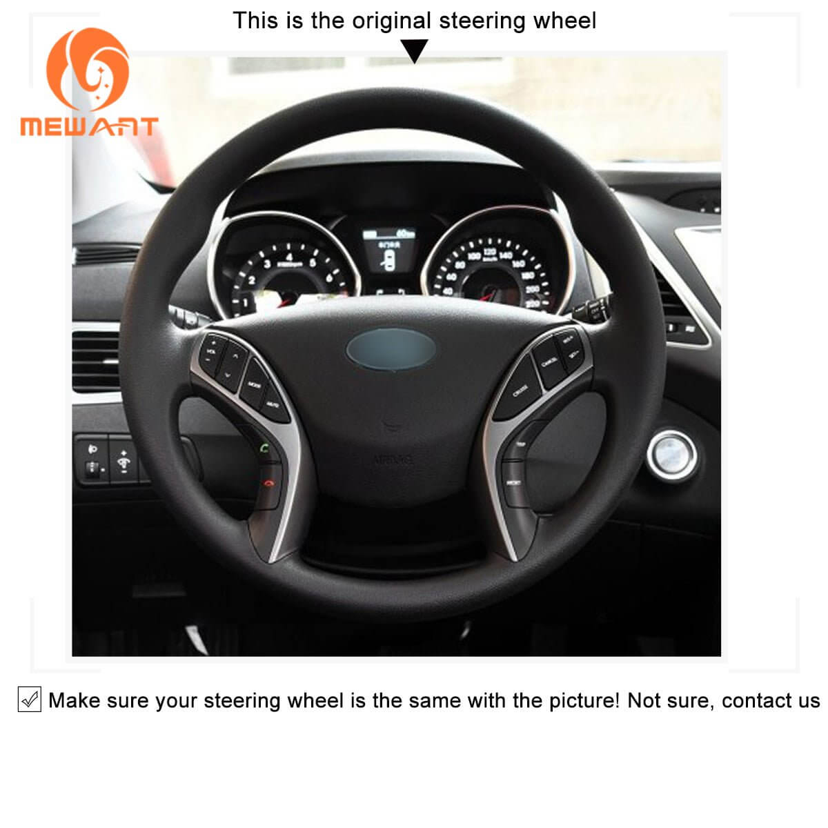 MEWANT Steering Wheel Cover for Hyundai Elantra GT Coupe i30 2012 - 2017 - Alcantara, Leather, Carbon Fiber, Easy Install, Non - Slip, Best Steering Wheel Cover