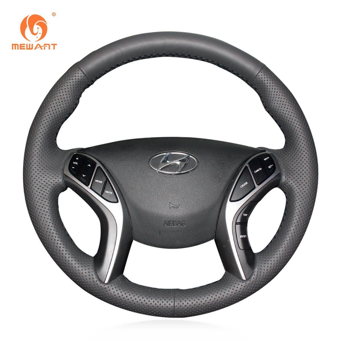 MEWANT Steering Wheel Cover for Hyundai Elantra GT Coupe i30 2012 - 2017 - Alcantara, Leather, Carbon Fiber, Easy Install, Non - Slip, Best Steering Wheel Cover