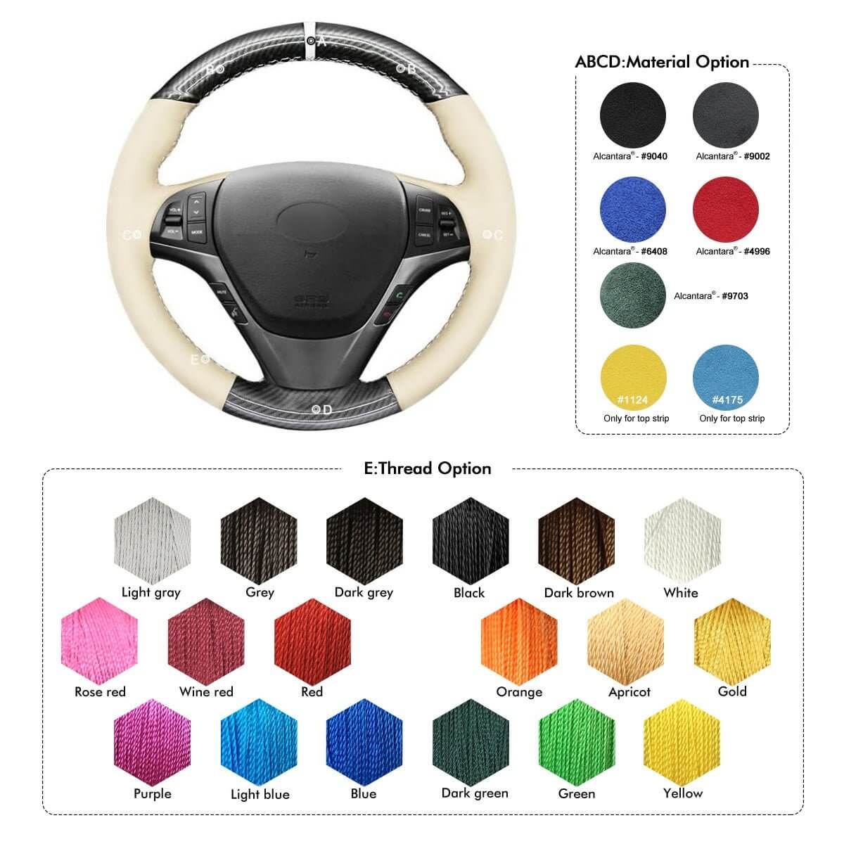 MEWANT Steering Wheel Cover for Hyundai Genesis Coupe 2010 - 2016 - Alcantara, Leather, Carbon Fiber, Easy Install, Non - Slip, Best Steering Wheel Cover