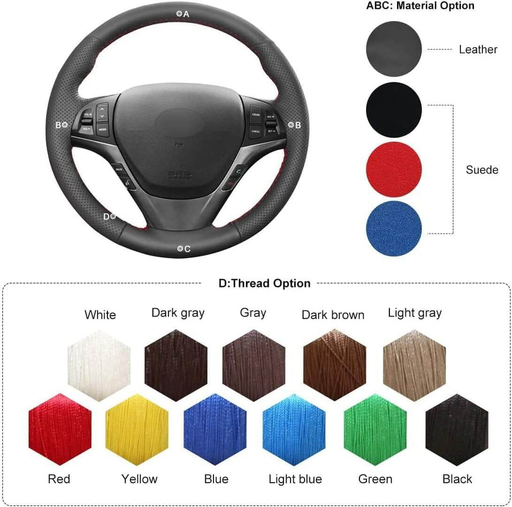 MEWANT Steering Wheel Cover for Hyundai Genesis Coupe 2010 - 2016 - Alcantara, Leather, Carbon Fiber, Easy Install, Non - Slip, Best Steering Wheel Cover