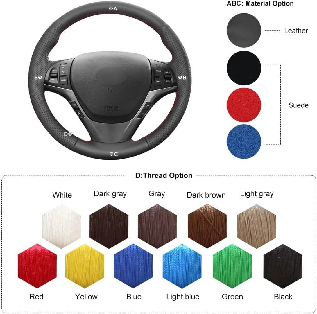 MEWANT Steering Wheel Cover for Hyundai Genesis Coupe 2010 - 2016 - Alcantara, Leather, Carbon Fiber, Easy Install, Non - Slip, Best Steering Wheel Cover