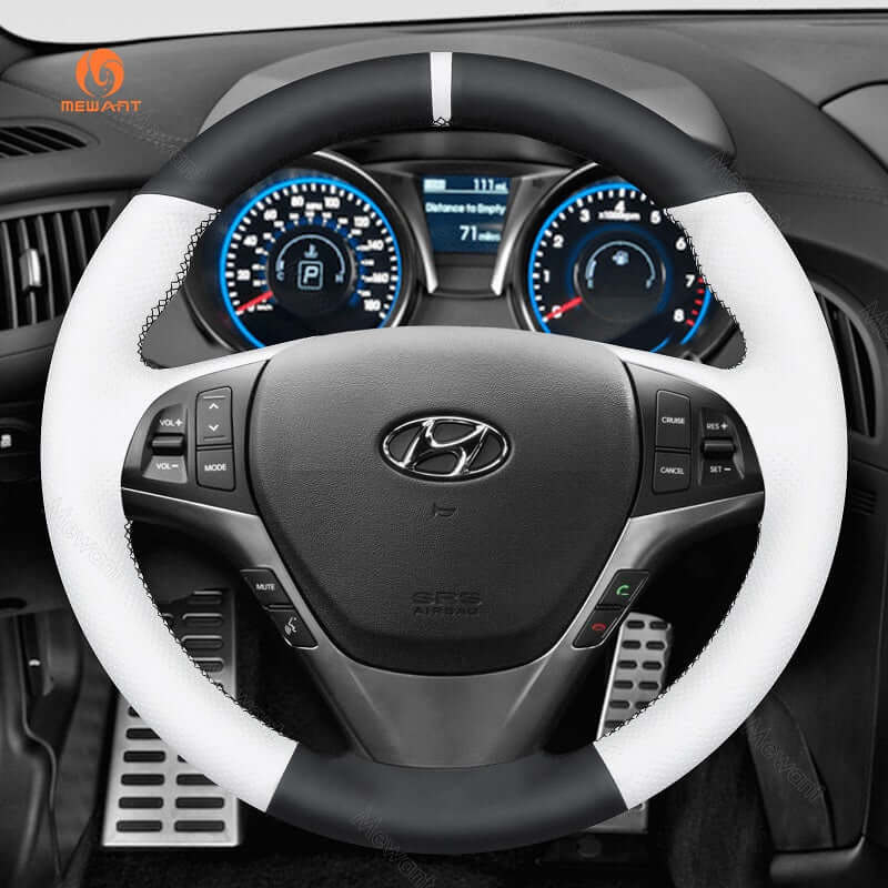 MEWANT Steering Wheel Cover for Hyundai Genesis Coupe 2010 - 2016 - Alcantara, Leather, Carbon Fiber, Easy Install, Non - Slip, Best Steering Wheel Cover