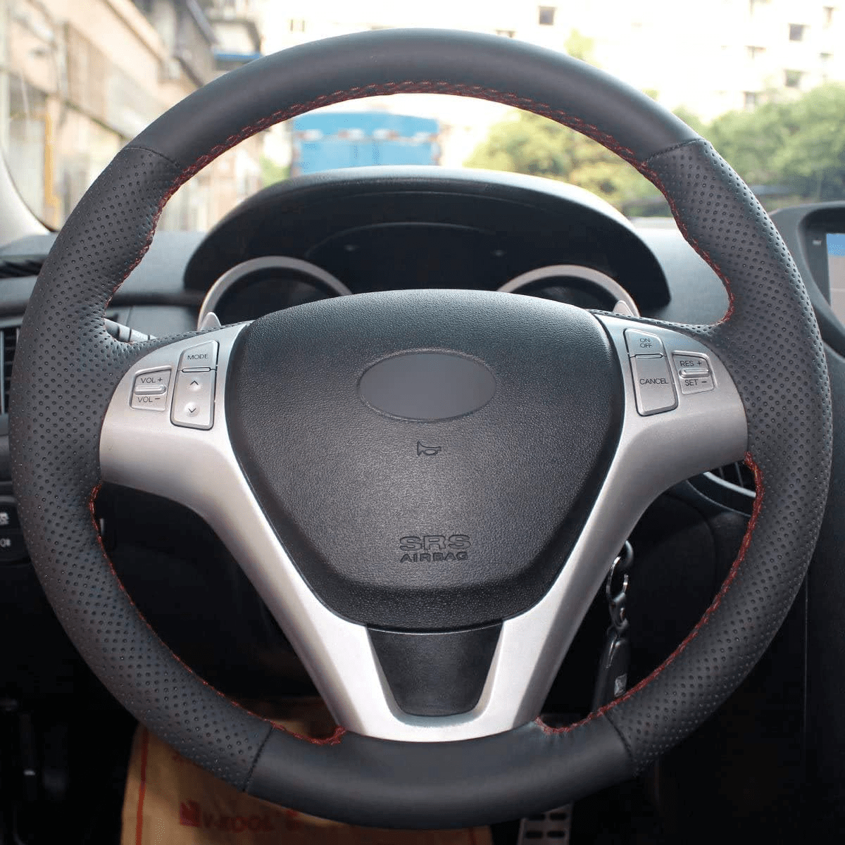 MEWANT Steering Wheel Cover for Hyundai Genesis Coupe 2010 - 2016 - Alcantara, Leather, Carbon Fiber, Easy Install, Non - Slip, Best Steering Wheel Cover