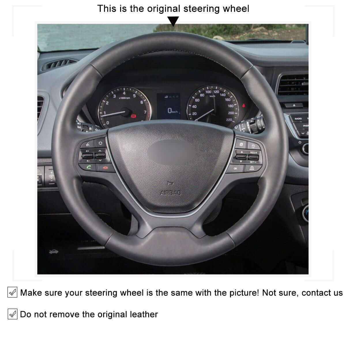 MEWANT Steering Wheel Cover for Hyundai i10 i20 2013 - 2020 - Alcantara, Leather, Carbon Fiber, Easy Install, Non - Slip, Best Steering Wheel Cover