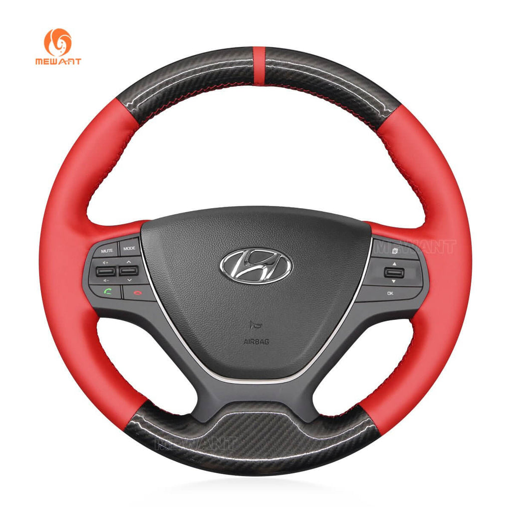MEWANT Steering Wheel Cover for Hyundai i10 i20 2013 - 2020 - Alcantara, Leather, Carbon Fiber, Easy Install, Non - Slip, Best Steering Wheel Cover