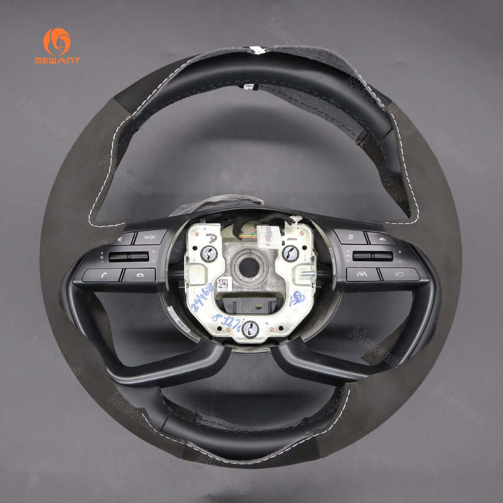 MEWANT Steering Wheel Cover for Hyundai i20 III 2020 - 2023 Bayon 2021 - 2024 - Alcantara, Leather, Carbon Fiber, Easy Install, Non - Slip, Best Steering Wheel Cover