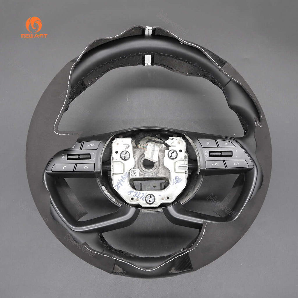 MEWANT Steering Wheel Cover for Hyundai i20 III 2020 - 2023 Bayon 2021 - 2024 - Alcantara, Leather, Carbon Fiber, Easy Install, Non - Slip, Best Steering Wheel Cover
