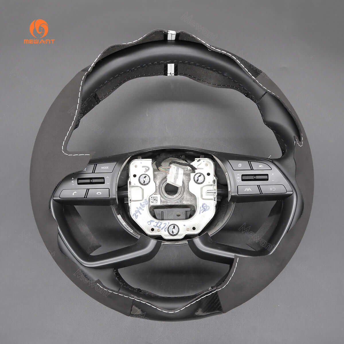 MEWANT Steering Wheel Cover for Hyundai i20 III 2020 - 2023 Bayon 2021 - 2024 - Alcantara, Leather, Carbon Fiber, Easy Install, Non - Slip, Best Steering Wheel Cover