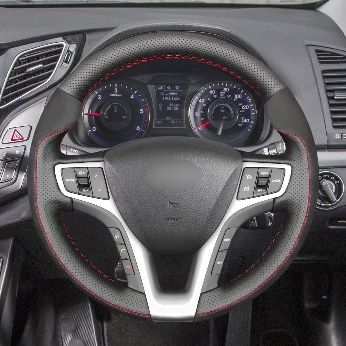 MEWANT Steering Wheel Cover for Hyundai i40 2011 - 2020 - Alcantara, Leather, Carbon Fiber, Easy Install, Non - Slip, Best Steering Wheel Cover