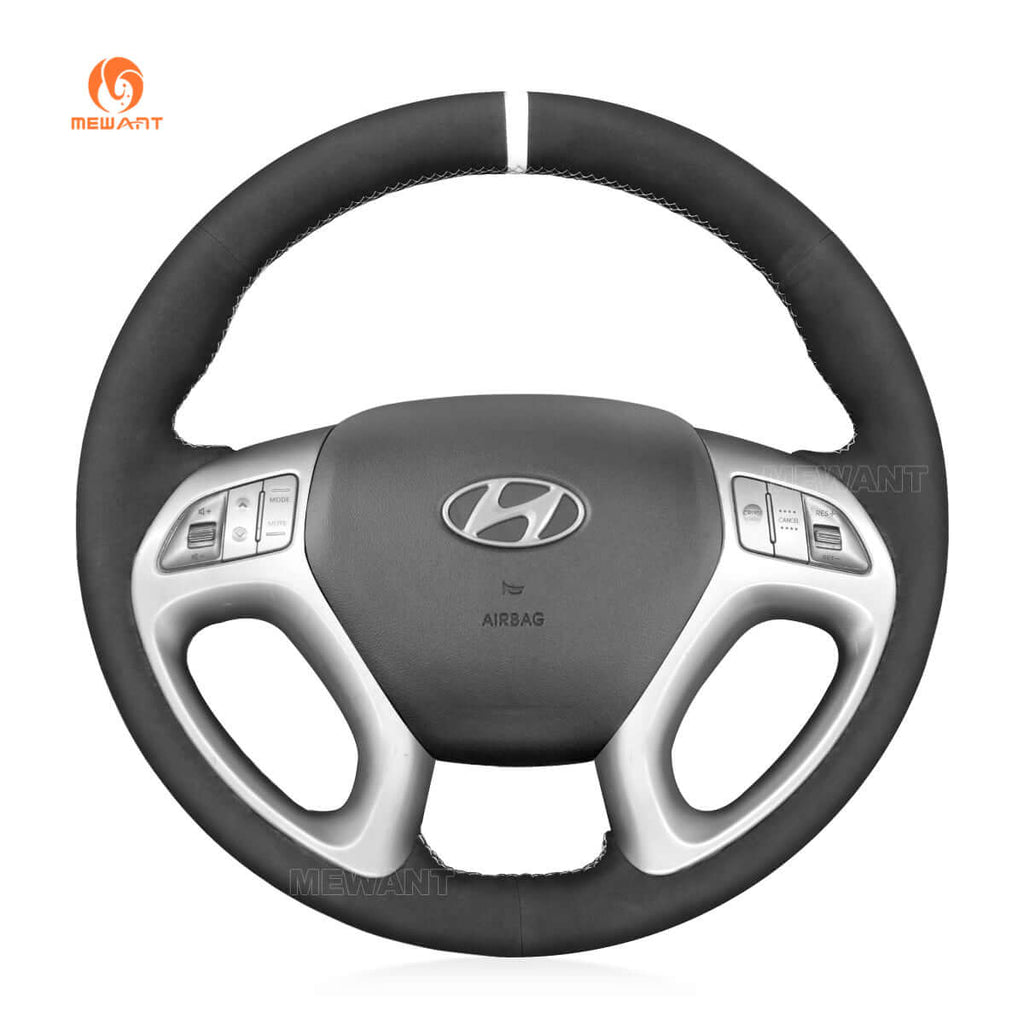 MEWANT Steering Wheel Cover for Hyundai ix35 2010 - 2016 - Alcantara, Leather, Carbon Fiber, Easy Install, Non - Slip, Best Steering Wheel Cover