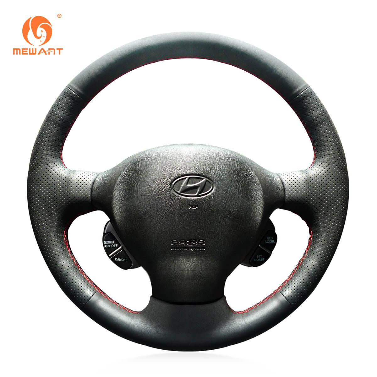 MEWANT Steering Wheel Cover for Hyundai Santa Fe 2000 - 2006 - Alcantara, Leather, Carbon Fiber, Easy Install, Non - Slip, Best Steering Wheel Cover