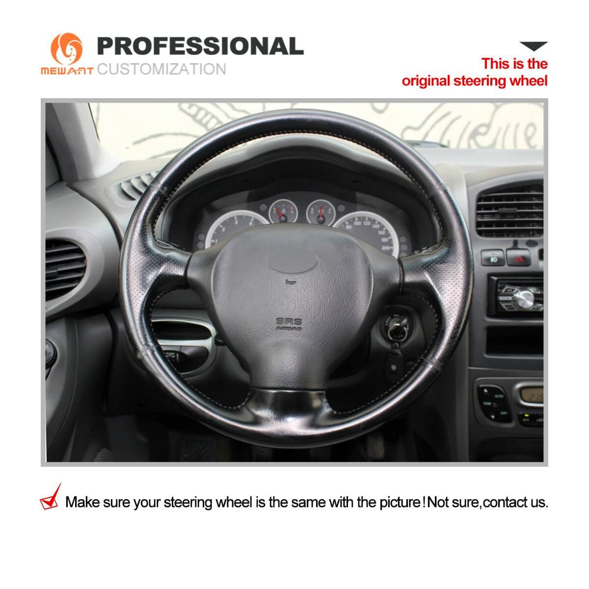 MEWANT Steering Wheel Cover for Hyundai Santa Fe 2000 - 2006 - Alcantara, Leather, Carbon Fiber, Easy Install, Non - Slip, Best Steering Wheel Cover