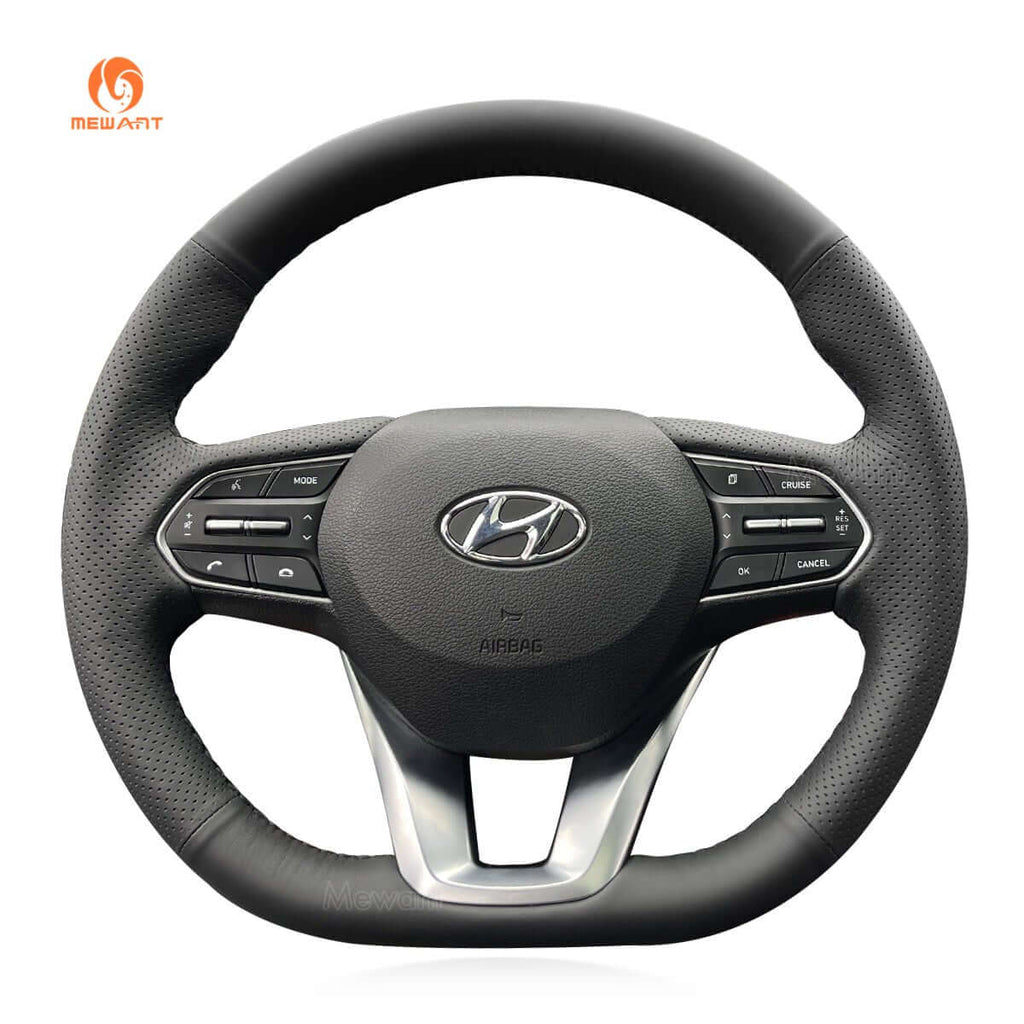 MEWANT Steering Wheel Cover for Hyundai Santa Fe IV Palisade 2018 - 2023 - Alcantara, Leather, Carbon Fiber, Easy Install, Non - Slip, Best Steering Wheel Cover