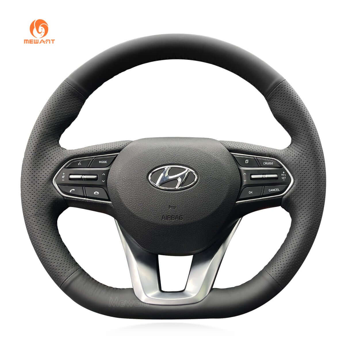 MEWANT Steering Wheel Cover for Hyundai Santa Fe IV Palisade 2018 - 2023 - Alcantara, Leather, Carbon Fiber, Easy Install, Non - Slip, Best Steering Wheel Cover