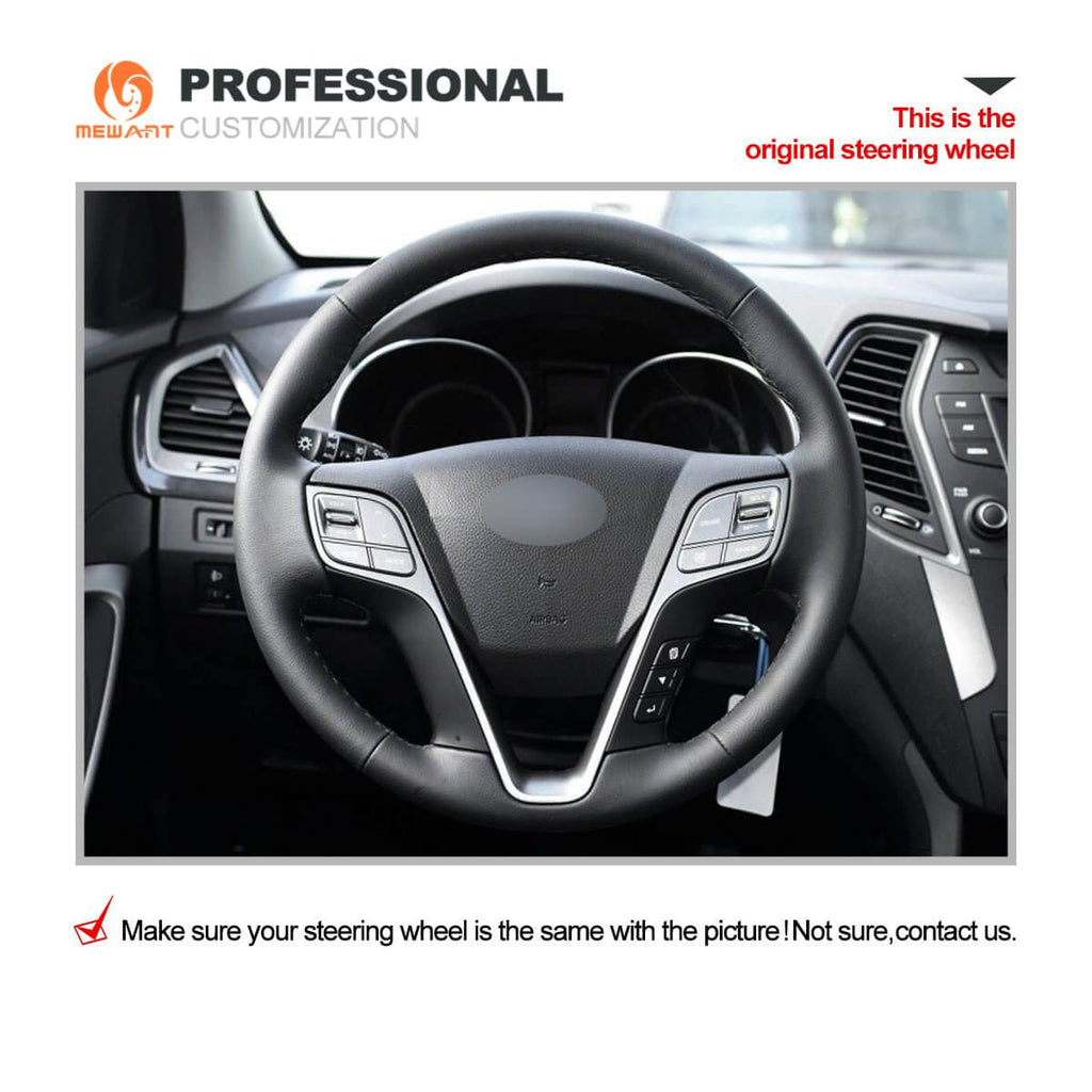 MEWANT Steering Wheel Cover for Hyundai Santa Fe Sport Santa Fe XL Grand Santa Fe H350 2013 - 2019 - Alcantara, Leather, Carbon Fiber, Easy Install, Non - Slip, Best Steering Wheel Cover