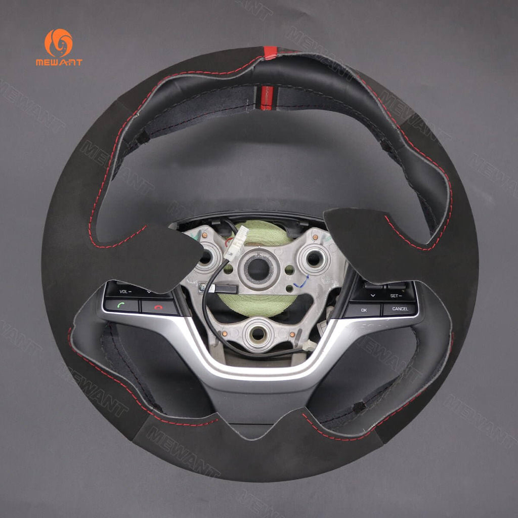MEWANT Steering Wheel Cover for Hyundai Solaris Elantra 4 Accent 2016 - 2020 - Alcantara, Leather, Carbon Fiber, Easy Install, Non - Slip, Best Steering Wheel Cover