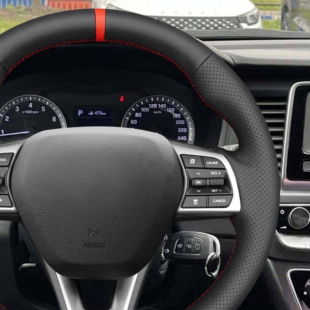 MEWANT Steering Wheel Cover for Hyundai Sonata Hyundai Sonata VII LF 2015 - 2019 - Alcantara, Leather, Carbon Fiber, Easy Install, Non - Slip, Best Steering Wheel Cover