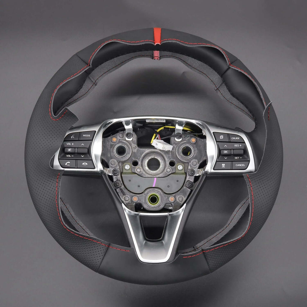 MEWANT Steering Wheel Cover for Hyundai Sonata Hyundai Sonata VII LF 2015 - 2019 - Alcantara, Leather, Carbon Fiber, Easy Install, Non - Slip, Best Steering Wheel Cover
