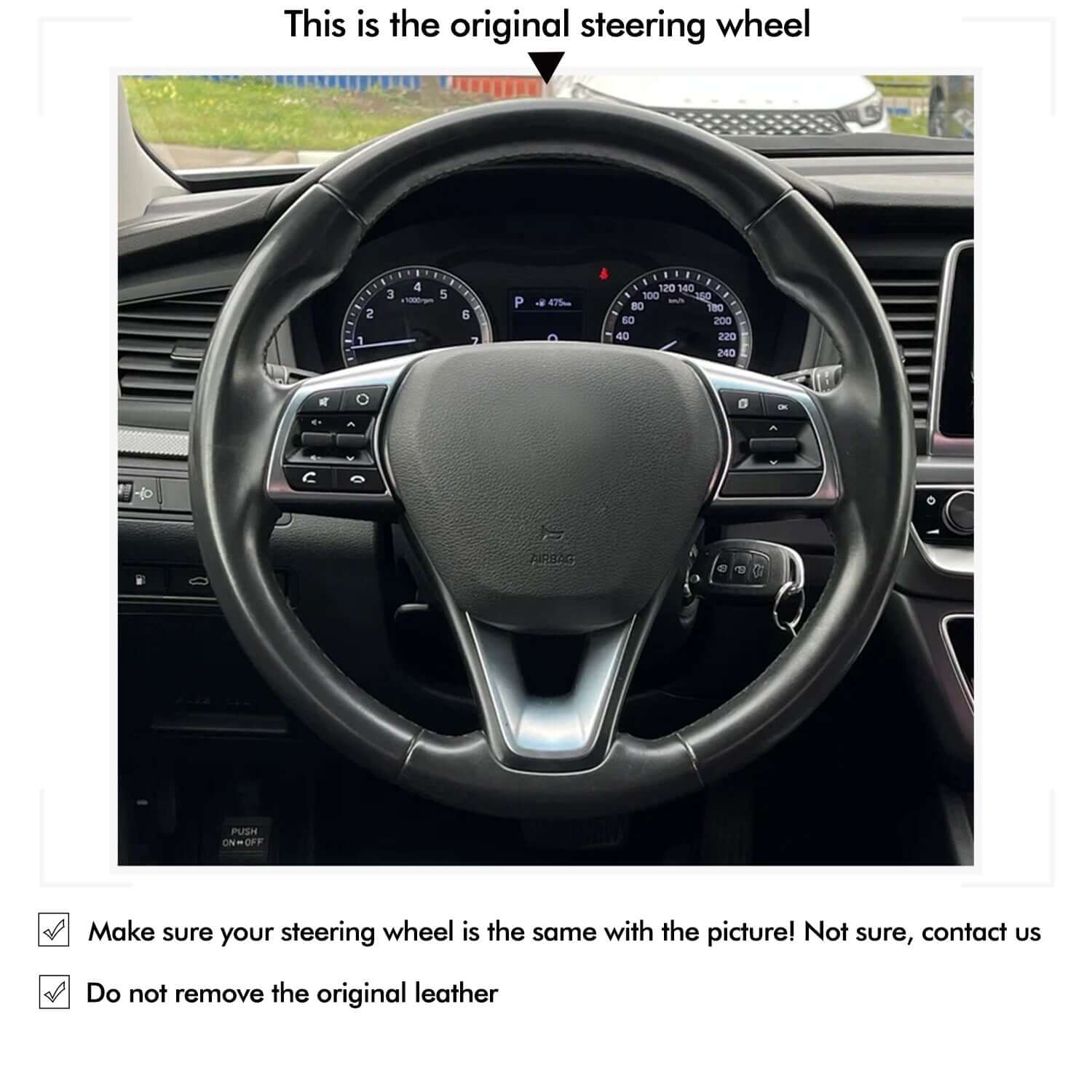 MEWANT Steering Wheel Cover for Hyundai Sonata Hyundai Sonata VII LF 2015 - 2019 - Alcantara, Leather, Carbon Fiber, Easy Install, Non - Slip, Best Steering Wheel Cover