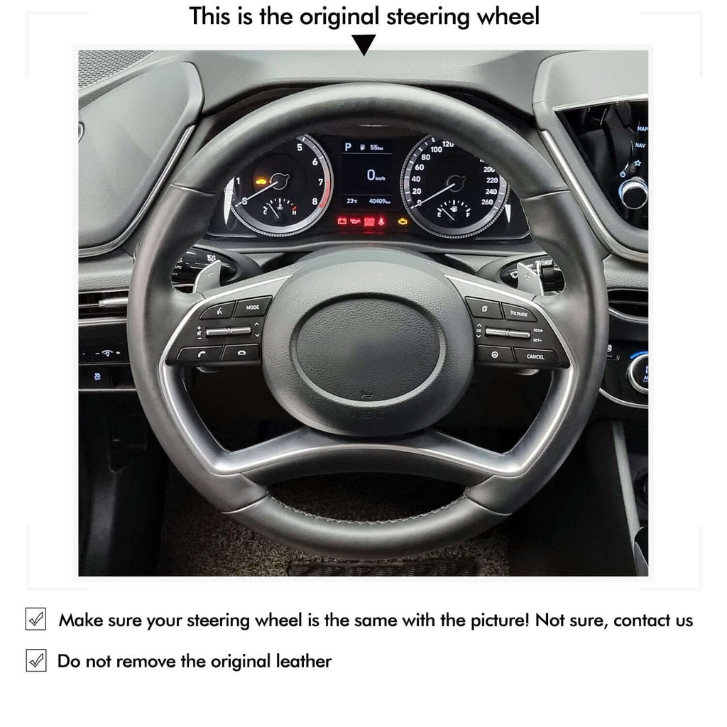 MEWANT Steering Wheel Cover for Hyundai Sonata Sonata VIII STARIA STARIA LOAD 2020 - 2024 - Alcantara, Leather, Carbon Fiber, Easy Install, Non - Slip, Best Steering Wheel Cover
