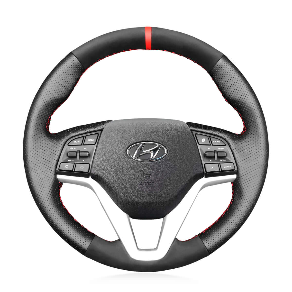 MEWANT Steering Wheel Cover for Hyundai Tucson III 2015 - 2021 - Alcantara, Leather, Carbon Fiber, Easy Install, Non - Slip, Best Steering Wheel Cover