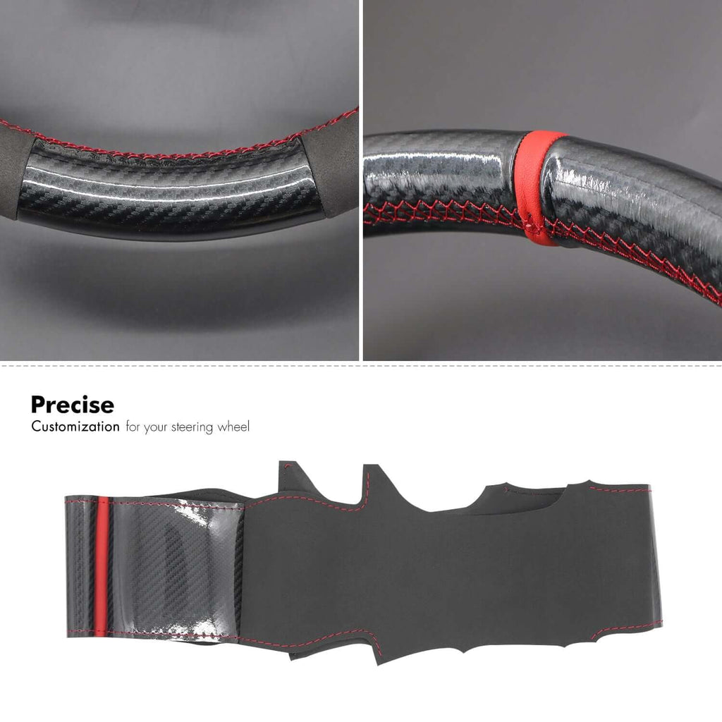 MEWANT Steering Wheel Cover for Hyundai Tucson Tucson IV i20 III Bayon i30 2020 - 2023 - Alcantara, Leather, Carbon Fiber, Easy Install, Non - Slip, Best Steering Wheel Cover