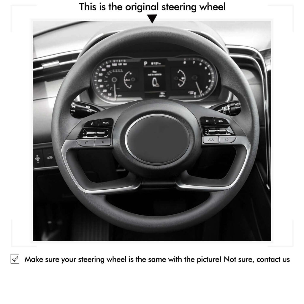 MEWANT Steering Wheel Cover for Hyundai Tucson Tucson IV i20 III Bayon i30 2020 - 2023 - Alcantara, Leather, Carbon Fiber, Easy Install, Non - Slip, Best Steering Wheel Cover