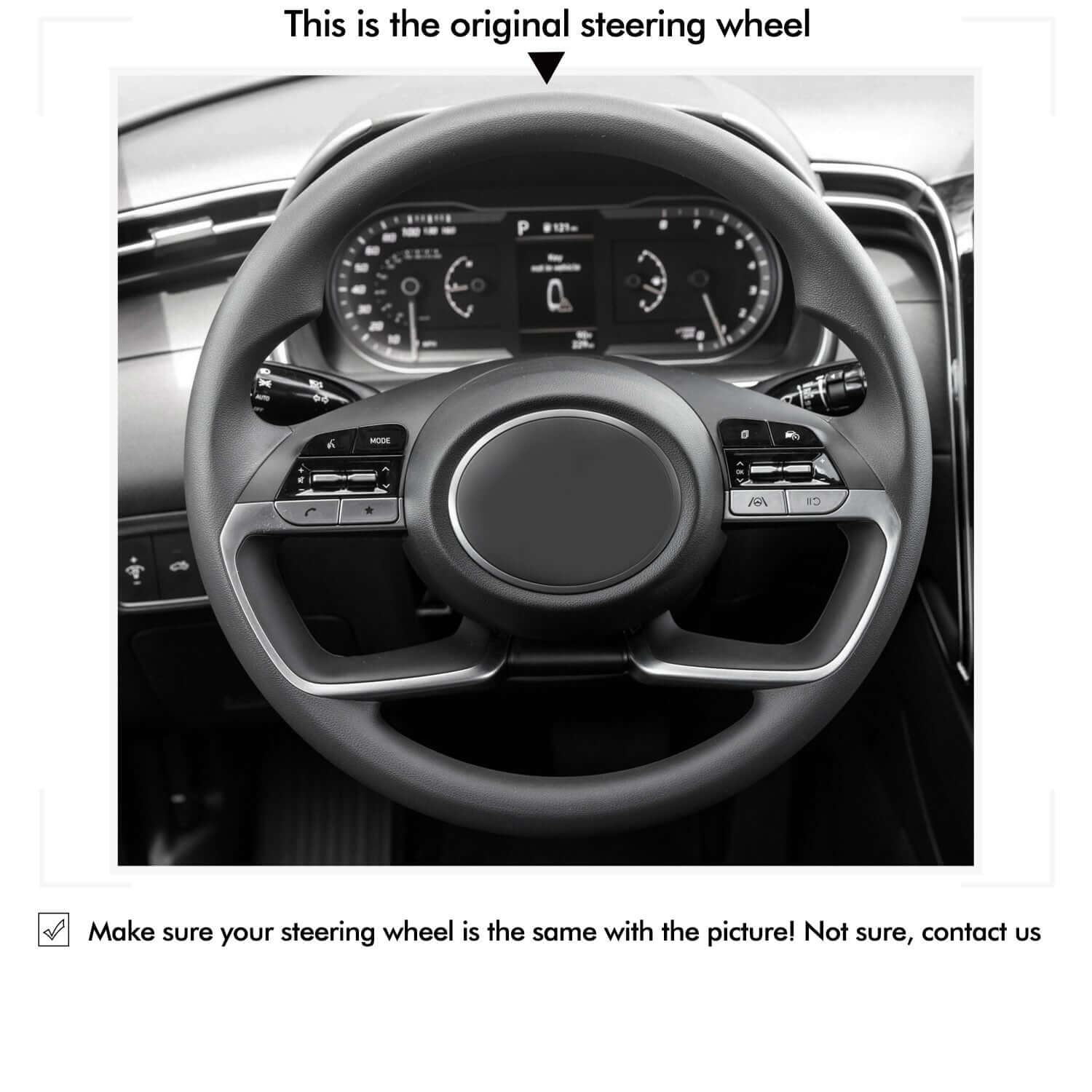 MEWANT Steering Wheel Cover for Hyundai Tucson Tucson IV i20 III Bayon i30 2020 - 2023 - Alcantara, Leather, Carbon Fiber, Easy Install, Non - Slip, Best Steering Wheel Cover