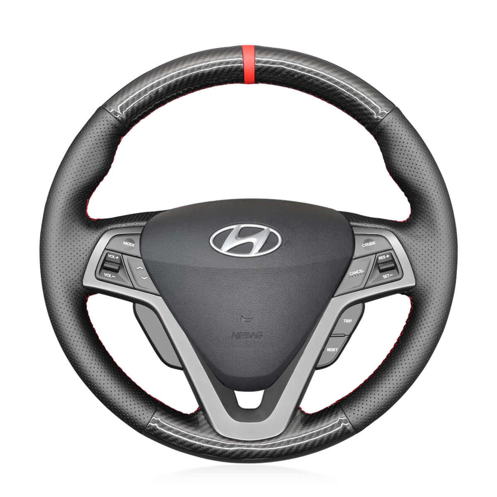 MEWANT Steering Wheel Cover for Hyundai Veloster 2011 - 2017 - Alcantara, Leather, Carbon Fiber, Easy Install, Non - Slip, Best Steering Wheel Cover