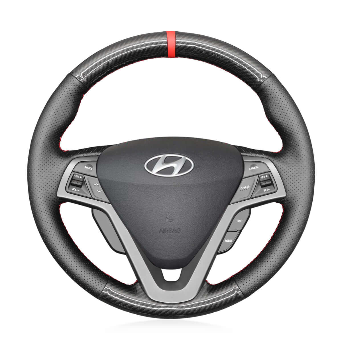 MEWANT Steering Wheel Cover for Hyundai Veloster 2011 - 2017 - Alcantara, Leather, Carbon Fiber, Easy Install, Non - Slip, Best Steering Wheel Cover