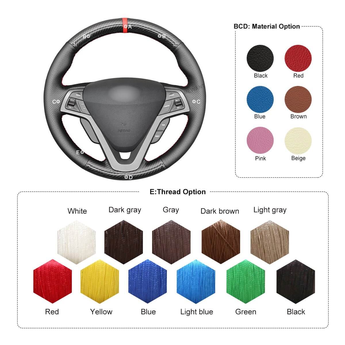 MEWANT Steering Wheel Cover for Hyundai Veloster 2011 - 2017 - Alcantara, Leather, Carbon Fiber, Easy Install, Non - Slip, Best Steering Wheel Cover