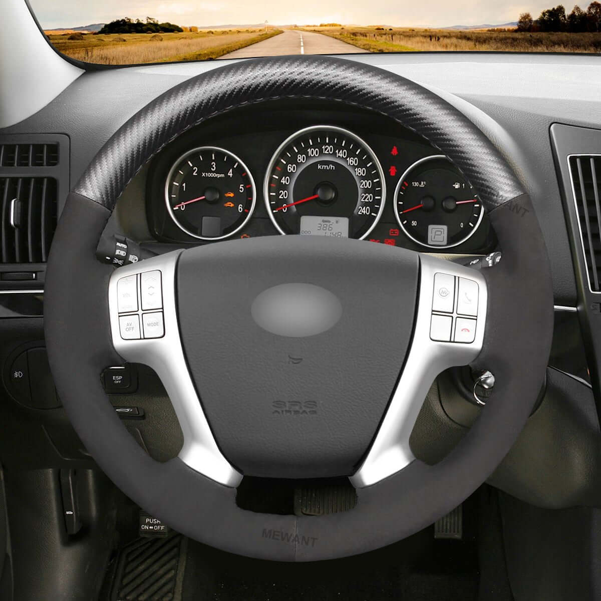 MEWANT Steering Wheel Cover for Hyundai Veracruz ix55 2007 - 2013 - Alcantara, Leather, Carbon Fiber, Easy Install, Non - Slip, Best Steering Wheel Cover