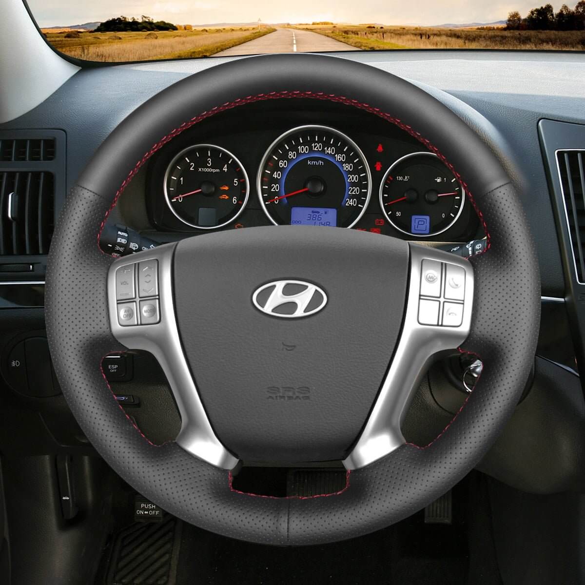 MEWANT Steering Wheel Cover for Hyundai Veracruz ix55 2007 - 2013 - Alcantara, Leather, Carbon Fiber, Easy Install, Non - Slip, Best Steering Wheel Cover