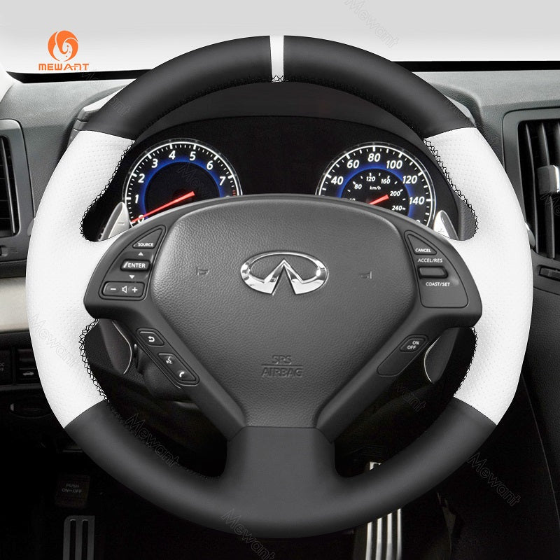 MEWANT Steering Wheel Cover for Infiniti G25 EX EX35 Q40 Q60 QX50 2006 - 2018 - Alcantara, Leather, Carbon Fiber, Easy Install, Non - Slip, Best Steering Wheel Cover