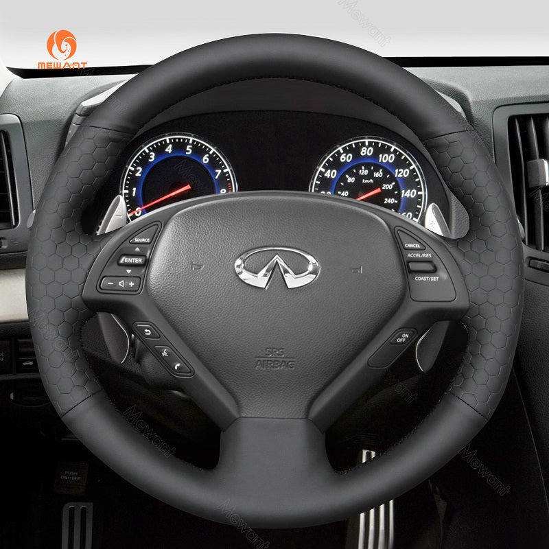 MEWANT Steering Wheel Cover for Infiniti G25 EX EX35 Q40 Q60 QX50 2006 - 2018 - Alcantara, Leather, Carbon Fiber, Easy Install, Non - Slip, Best Steering Wheel Cover