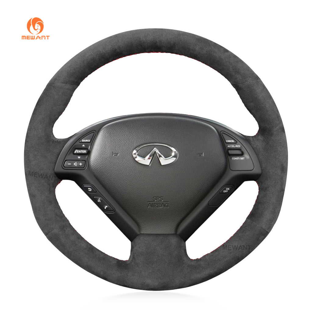 MEWANT Steering Wheel Cover for Infiniti G25 EX EX35 Q40 Q60 QX50 2006 - 2018 - Alcantara, Leather, Carbon Fiber, Easy Install, Non - Slip, Best Steering Wheel Cover