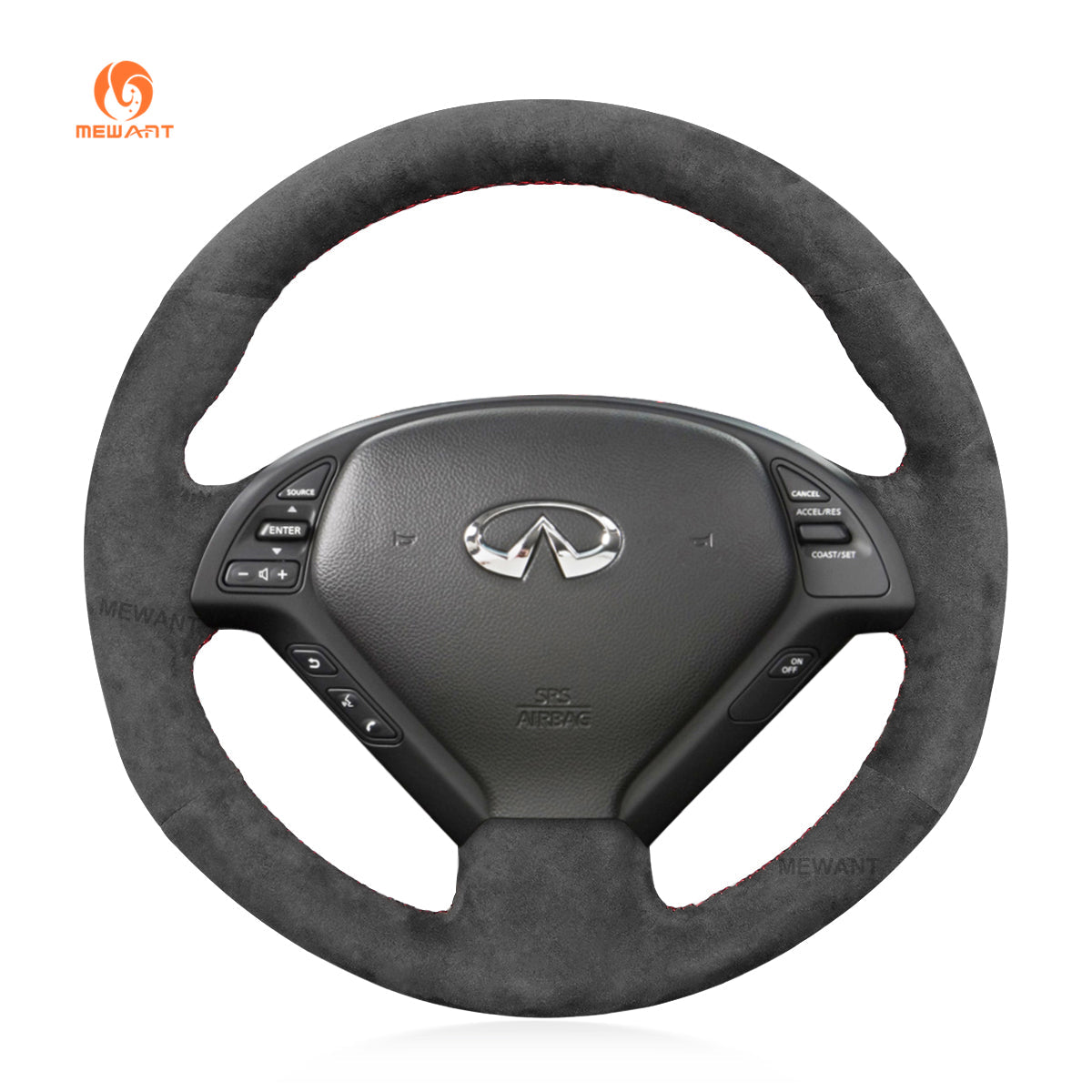 MEWANT Steering Wheel Cover for Infiniti G25 EX EX35 Q40 Q60 QX50 2006 - 2018 - Alcantara, Leather, Carbon Fiber, Easy Install, Non - Slip, Best Steering Wheel Cover