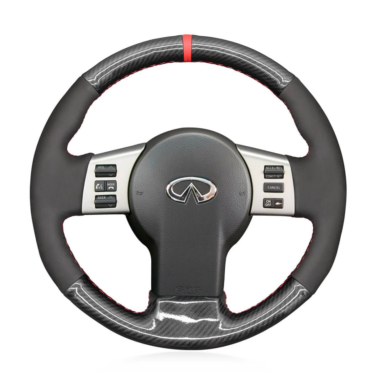 MEWANT Steering Wheel Cover for Infiniti / Nissan 350Z FX FX45 2002 - 2009 - Alcantara, Leather, Carbon Fiber, Easy Install, Non - Slip, Best Steering Wheel Cover