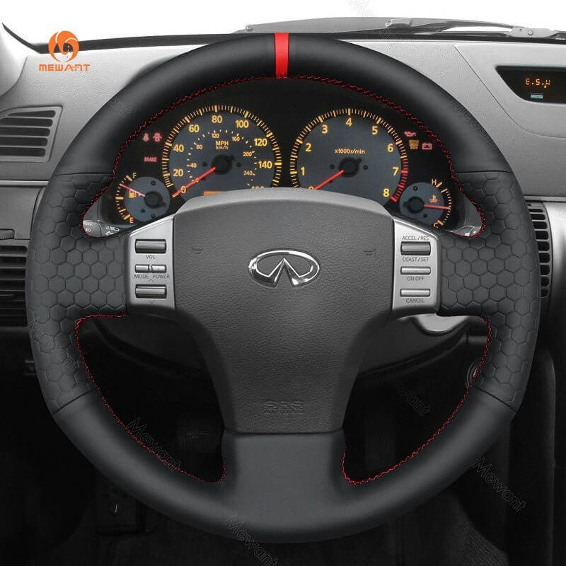 MEWANT Steering Wheel Cover for Infiniti / Nissan G35 Skyline V35 2003 - 2006 - Alcantara, Leather, Carbon Fiber, Easy Install, Non - Slip, Best Steering Wheel Cover