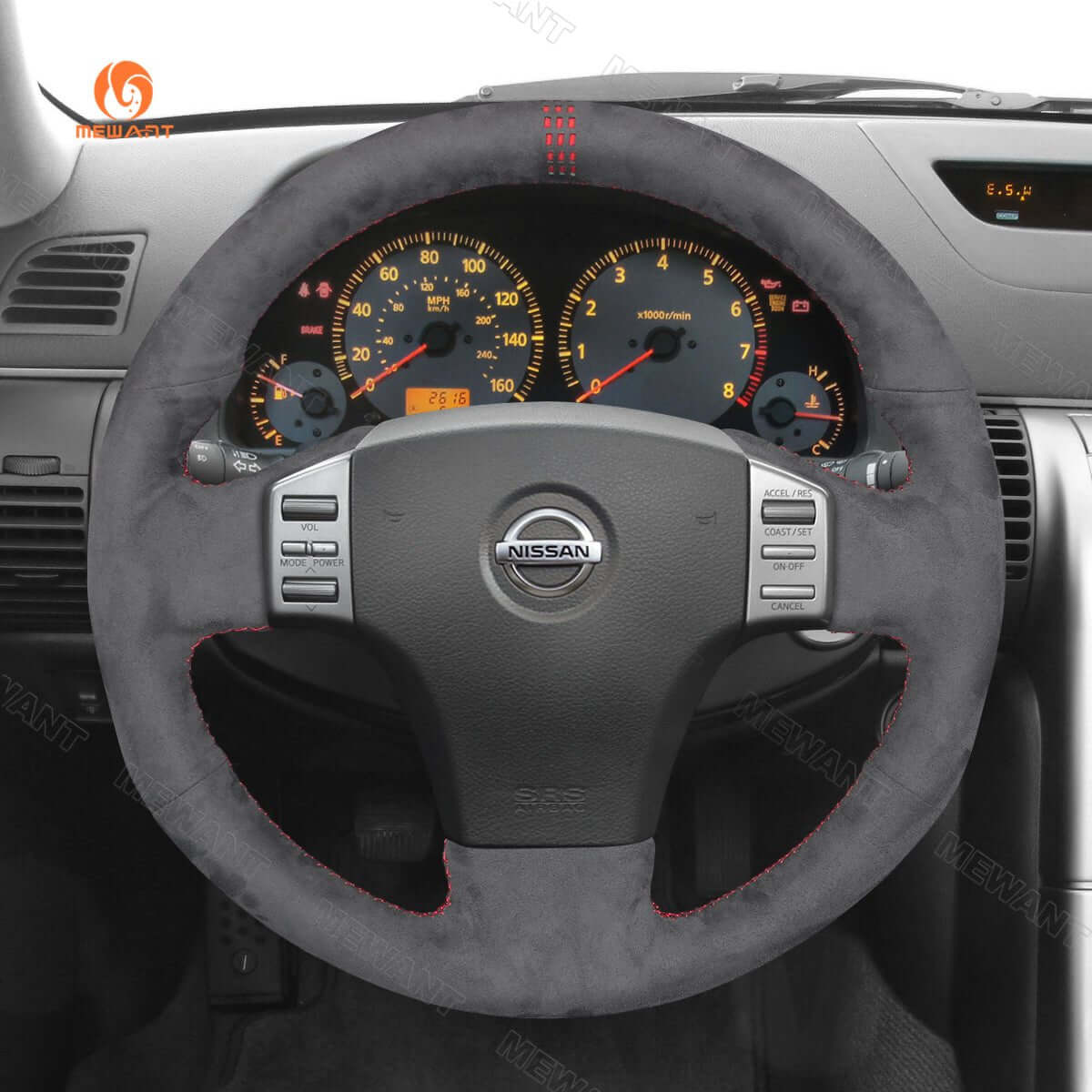 MEWANT Steering Wheel Cover for Infiniti / Nissan G35 Skyline V35 2003 - 2006 - Alcantara, Leather, Carbon Fiber, Easy Install, Non - Slip, Best Steering Wheel Cover