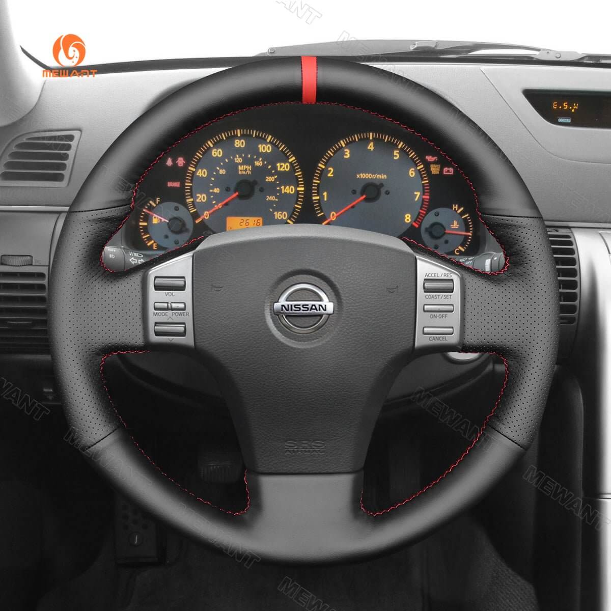 MEWANT Steering Wheel Cover for Infiniti / Nissan G35 Skyline V35 2003 - 2006 - Alcantara, Leather, Carbon Fiber, Easy Install, Non - Slip, Best Steering Wheel Cover