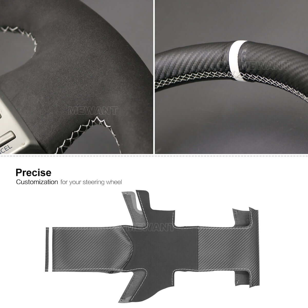 MEWANT Steering Wheel Cover for Infiniti / Nissan G35 Skyline V35 2003 - 2006 - Alcantara, Leather, Carbon Fiber, Easy Install, Non - Slip, Best Steering Wheel Cover